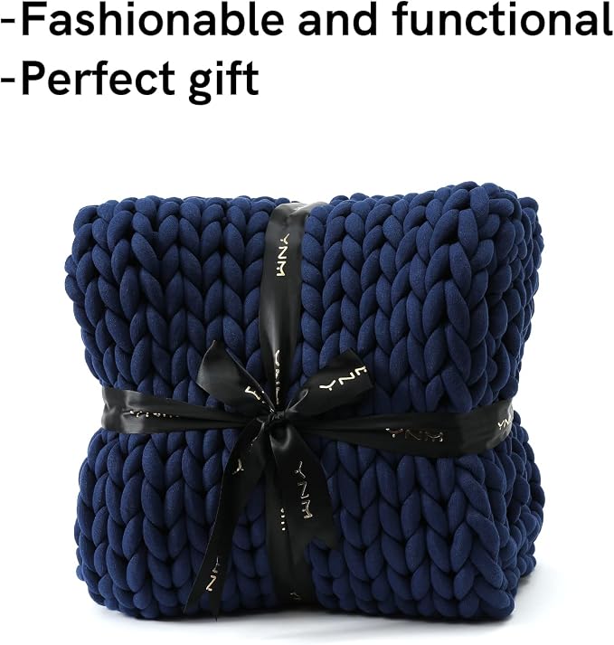 YnM Knitted Weighted Blanket, Hand Made Chunky Knit Weighted Throw Blanket - Image 4