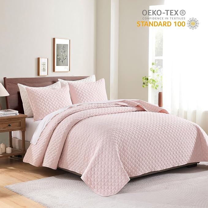 HORIMOTE HOME Quilt Twin Size Light Pink, Lightweight Quilt - Image 5