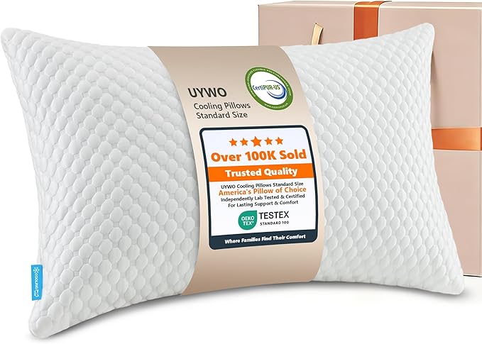 UYWO Cooling Memory Foam Pillows Firm and Soft, Standard Size 1 Pack, Original by Unknown