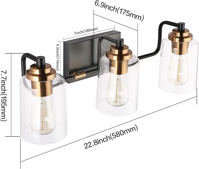 SOLFART Bathroom Light Fixtures 3-Light Vintage Bathroom Vanity Light Over - Image 6