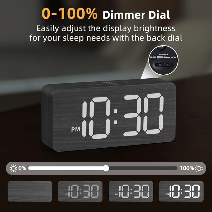 uscce Wooden Digital Alarm Clocks - Image 4