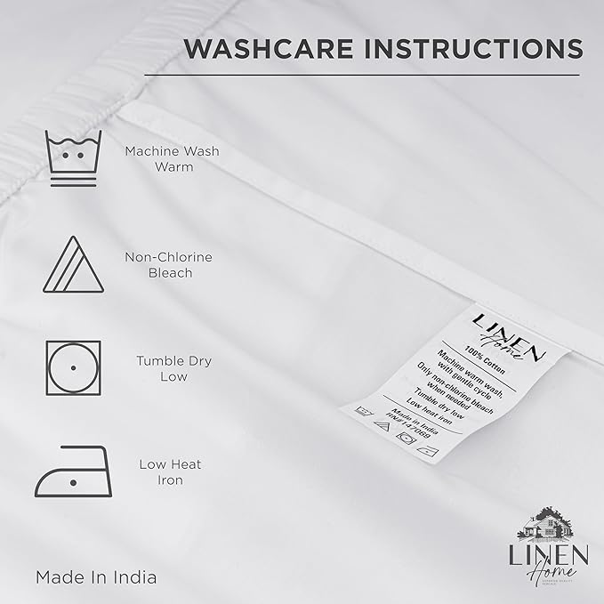 Linen Home 100% Cotton Percale Weave Fitted Sheet, Queen Size, Dark Blue - Image 4