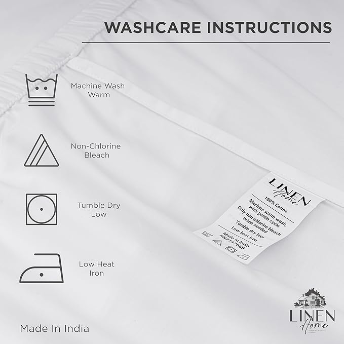 Linen Home 100% Cotton Percale Weave Fitted Sheet Full Size, Deep Pocket Fits - Image 4