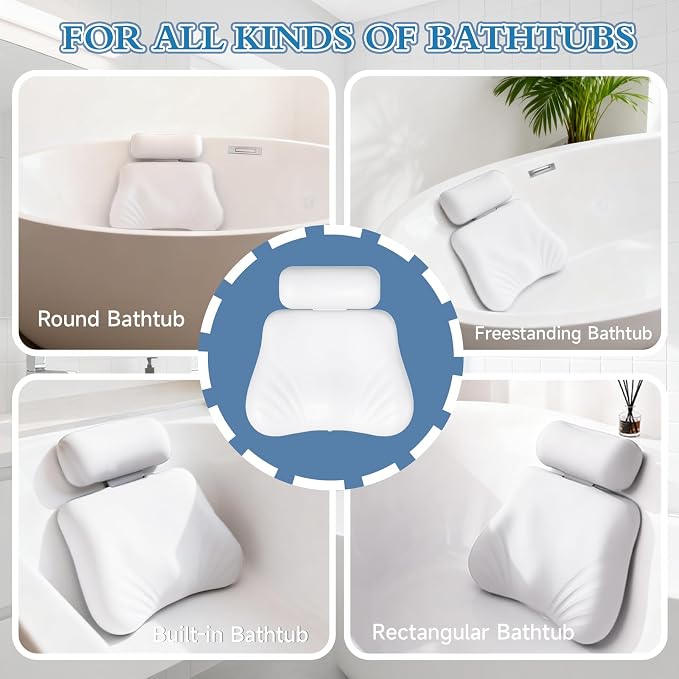 Silicone Bath Pillows for Tub, Easy Clean, Quick Dry, Non Slip Bath Pillow - Image 8