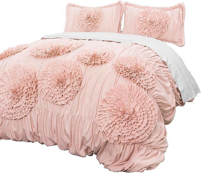 Lush Decor Serena Comforter Set, 3 Piece Set, Full/ Queen, Blush - Image 7