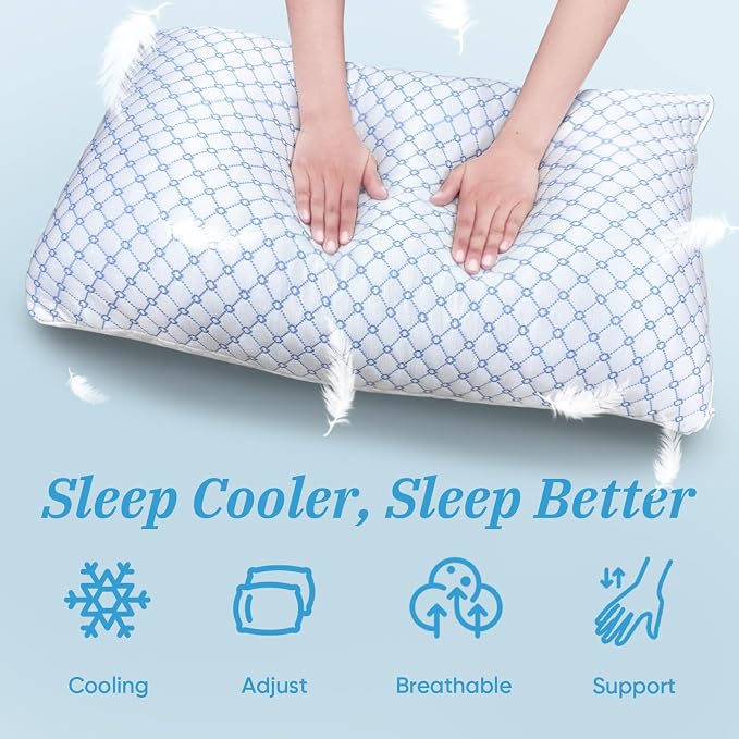 OAISZ Cooling Pillow Queen Size, Shredded Memory Foam Bed Pillows - Image 7