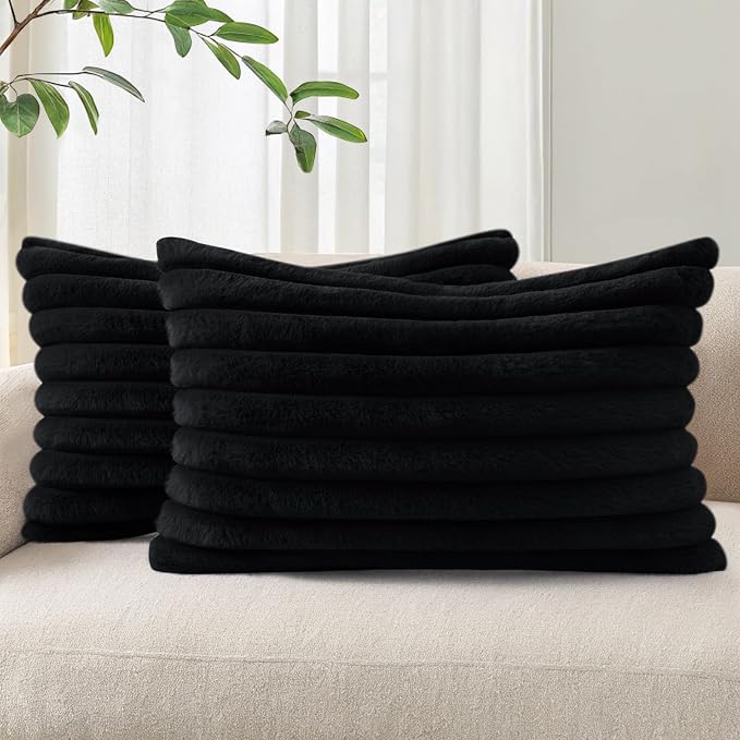 Pallene Faux Fur Plush Lumbar Throw Pillow Covers 12x20 Set of 2, Luxury Soft by PALLENE