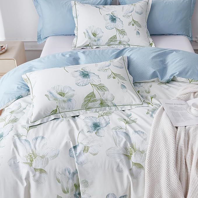 OAITE Duvet Cover Set Queen Size Floral Pattern 500 Thread Count Ultra Soft - Image 3
