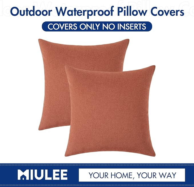 MIULEE Pack of 2 Decorative Outdoor Solid Waterproof Throw Pillow Covers Spring - Image 6