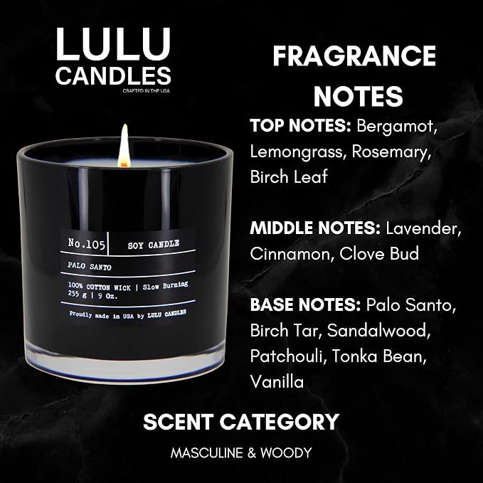 Lulu Candles | Palo Santo | Luxury Scented Soy Jar Candle | Hand Poured in The - Image 3