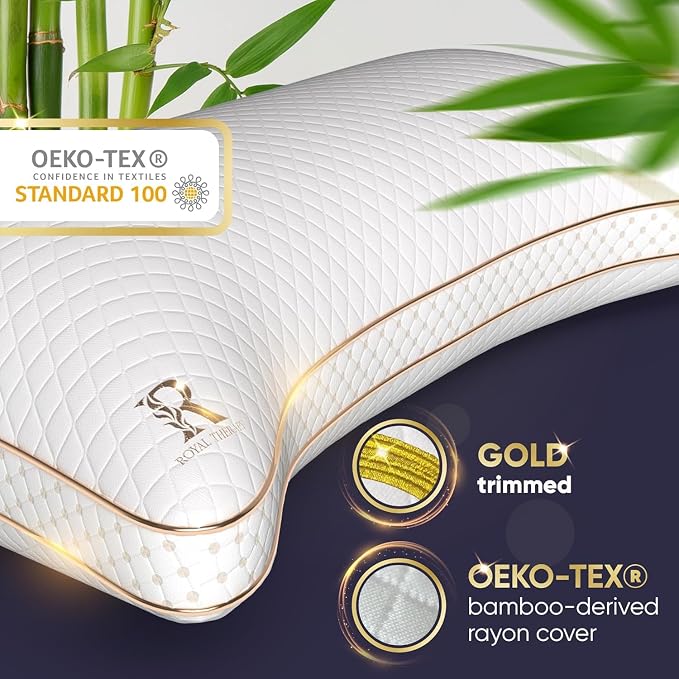 Royal Therapy Queen Memory Foam Pillow, Adjustable Shredded Odor-Free Cut-Out - Image 2
