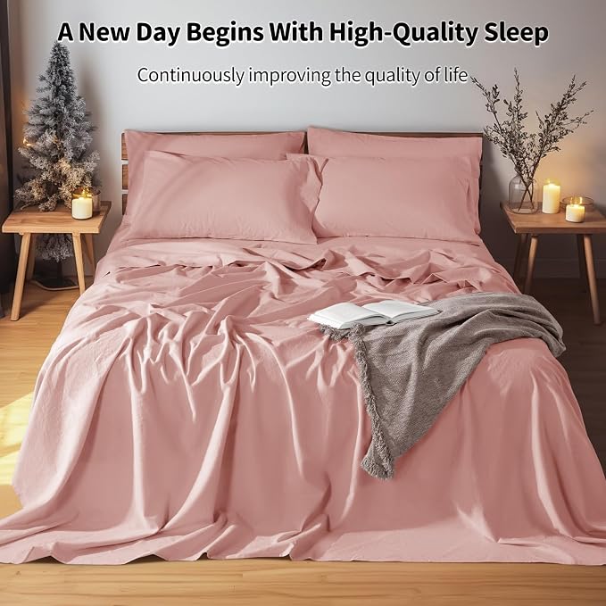 LBRO2M 100% Pure Linen Sheet Set Deep Pocket Up to 16" Bed Sheets Sets - Image 5