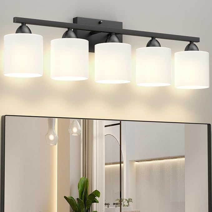 Bathroom Black Lighting Fixtures Over Mirror, Anti-Rust 5-Light Bathroom Vanity - Image 2