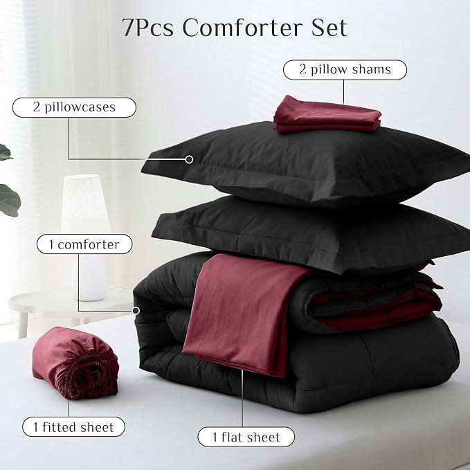 JOLLYVOGUE Queen Comforter Set, Ultra-Soft Bed in a Bag Queen Size 7 Pieces - Image 5