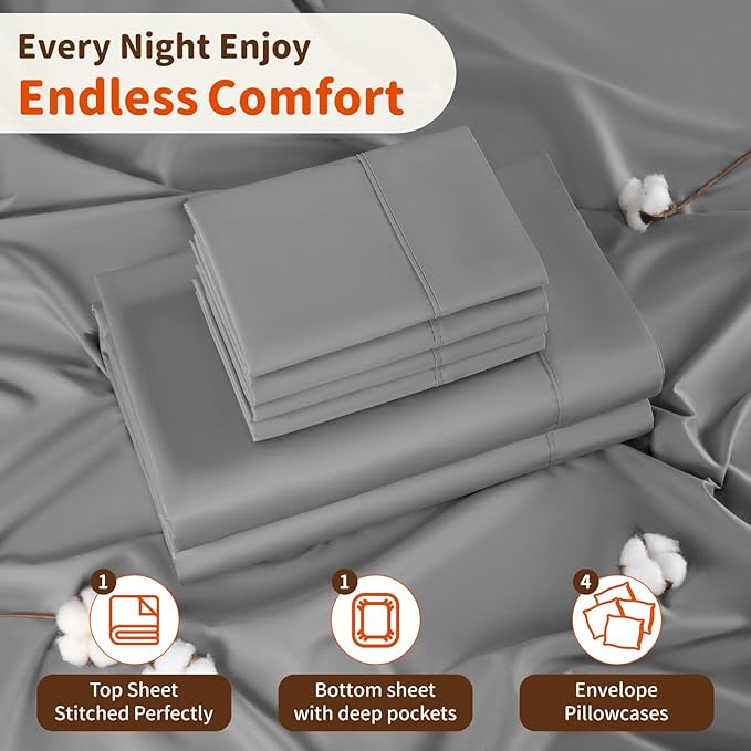 LBRO2M 1000 Thread Count 100% Egyptian Cotton Sheets Set 6 Piece Sets - Image 5