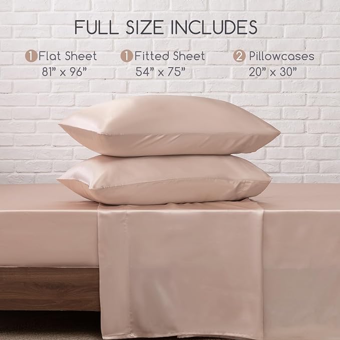 MR&HM Satin Bed Sheets, Full Size Sheets Set - Image 7