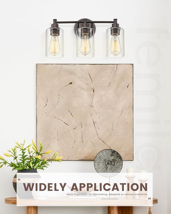 FEMILA 3-Light Vanity Light, Farmhouse Bathroom Light Fixtures, Metal Wall - Image 4