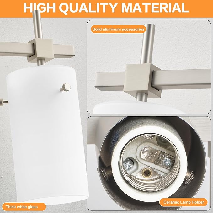 SOLFART Brushed Nickel Bathroom Light Fixtures, 3-Light Modern Vanity Light - Image 6