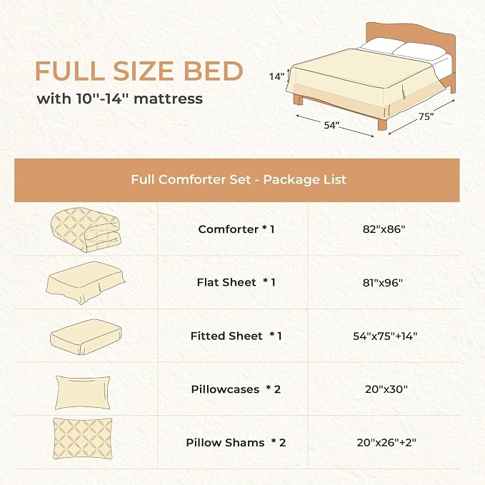Sasttie Full Size Comforter Set, 7-Piece Bed in a Bag, Pintuck Bedding Set - Image 9