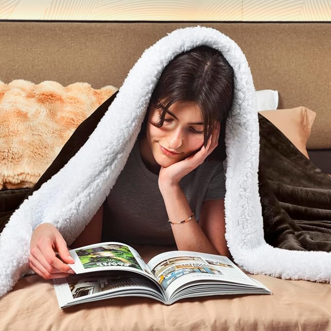 KAWAHOME Sherpa Fleece Queen Size Blanket - Image 2