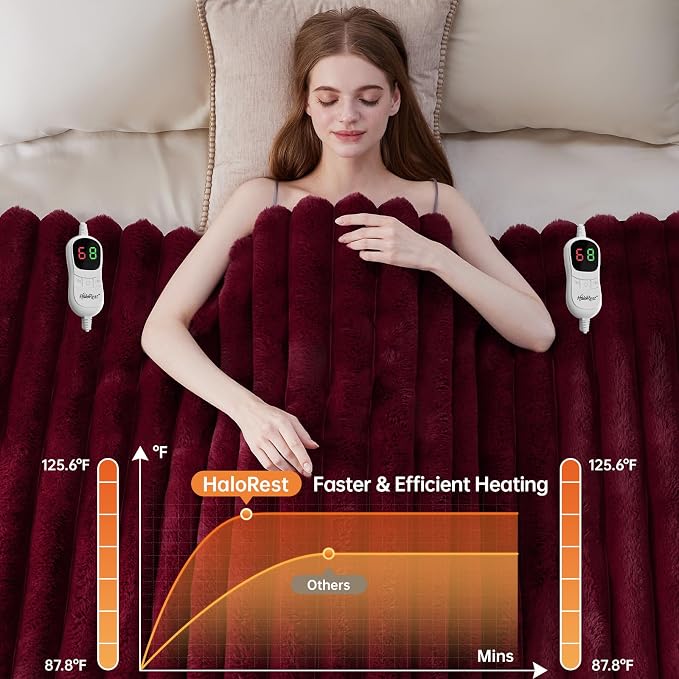 Heated Throw Blanket, Faux Fur Cozy Heating Blanket - Image 4