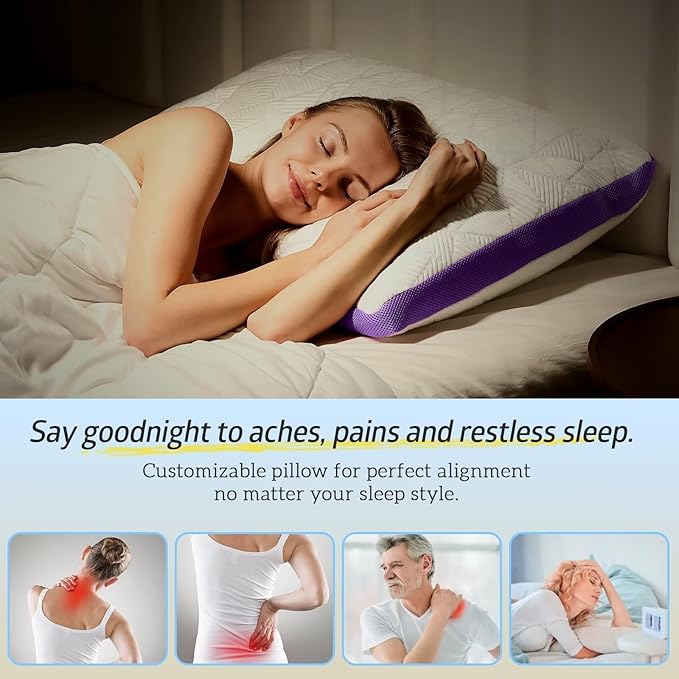 BETU Cooling Standard Pillow, Shredded Memory Foam Cool Pillow - Image 4