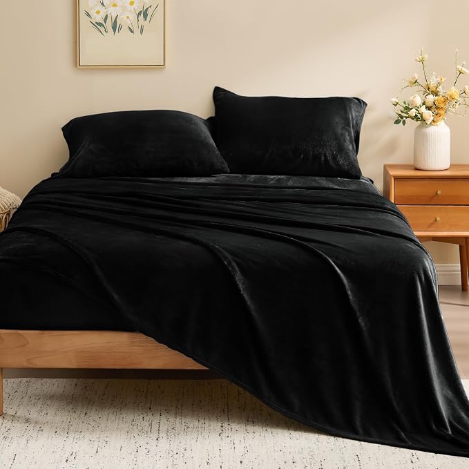 BEDELITE Flannel Sheets King Size Black - Image 2