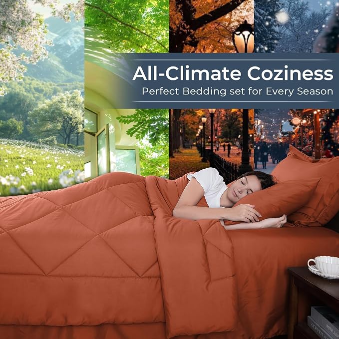 HEVUMYI Burnt Orange Twin-XL Comforter Set - Image 3