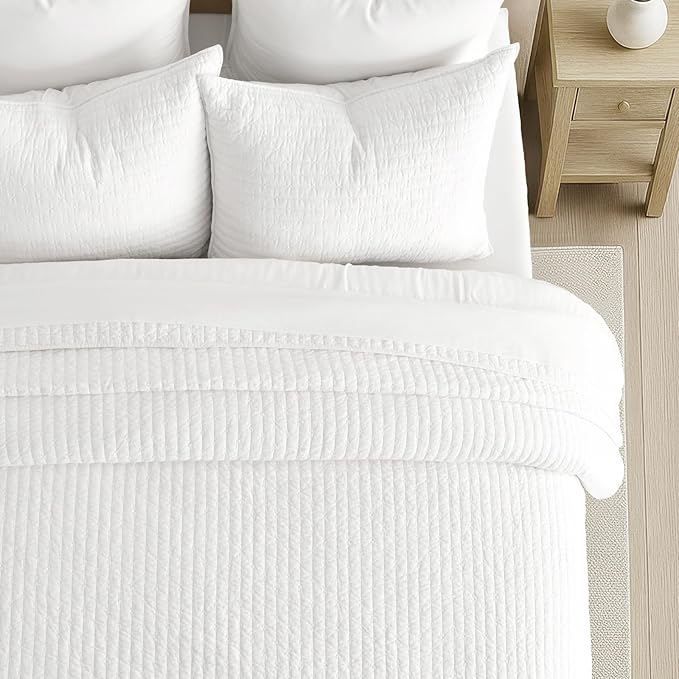 EVERGRACEHOME Cross Stitch Pre-Washed Cotton Quilt Bedding Set King Size - Image 3