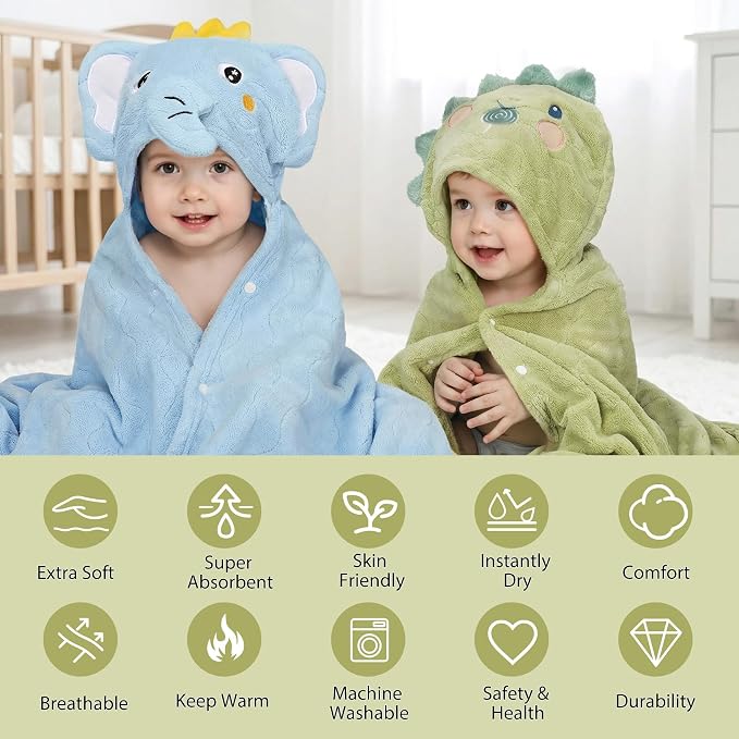 6 PCS Toddler Bath Towel Set for Boy Girl 0-5 Year, Ultra Soft Gifts for Infant - Image 3