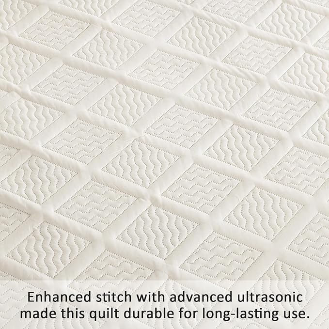 Yiran California King Size Beige Quilt Set Lightweight Oversized Bedspread - Image 5