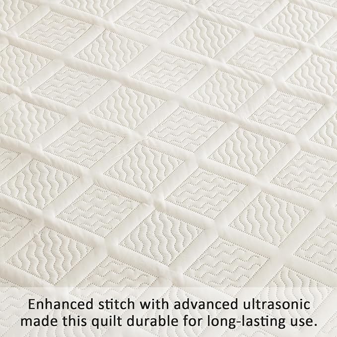 Yiran Queen Quilt Set Beige Spring Summer Bedspreads Bedding Set 3 Pieces Thin - Image 5