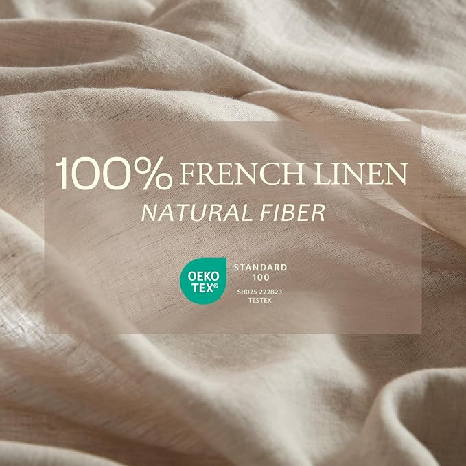 DAPU 100% Linen Duvet Cover Set 3PCs, Pure Natural French Flax Linen Duvet - Image 2