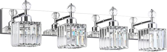 PRESDE Crystal 4 Light Bathroom Vanity Lights Chrom Vanity Light by HOME