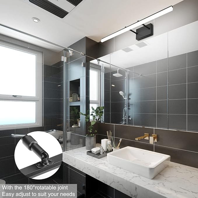 Aipsun 31.5 inch Modern Black Vanity Light Adjustable Bathroom Light Fixtures - Image 3