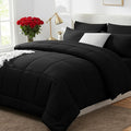 CozyLux Queen Comforter Set Black, 7 Pieces Bed in a Bag, All Season Bedding by CozyLux