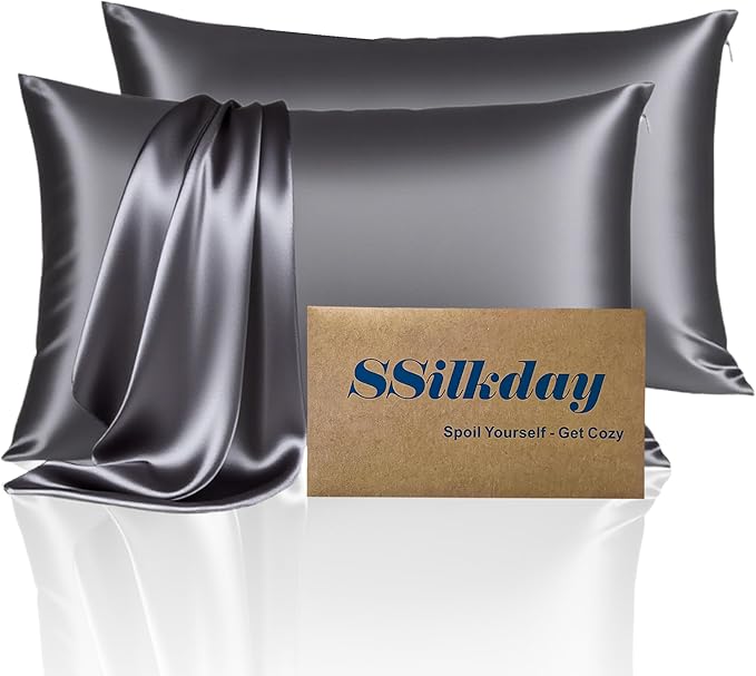 Mulberry Silk King Size Pillow Cases Set of 2, Ultra Smooth Soft Breathable by Unknown