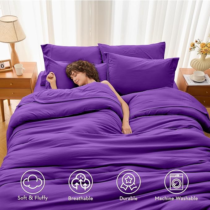 MUXHOMO 7 Pieces King Comforter Set, Soft Bed in a Bag King Size, All Season - Image 2