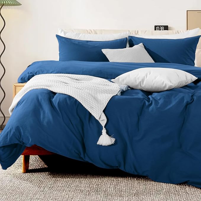 NEXHOME PRO Duvet Cover Set 100% Washed Cotton California Kingn 104"x98" - Image 4