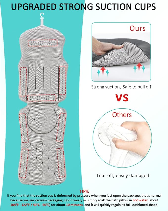 Full Body Bath Pillow for Bathtub, 5D Thick Tub Pillow for Bathtub - Image 4