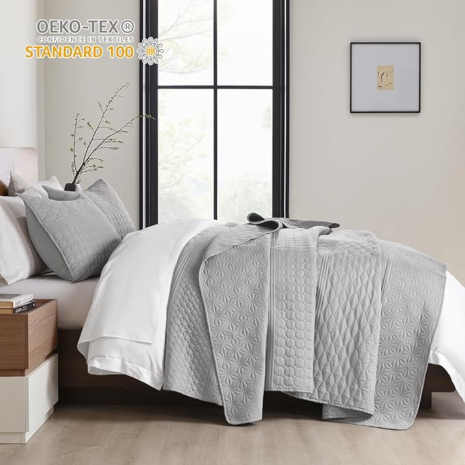 HORIMOTE HOME Grey Queen Size Quilt Set - Image 3