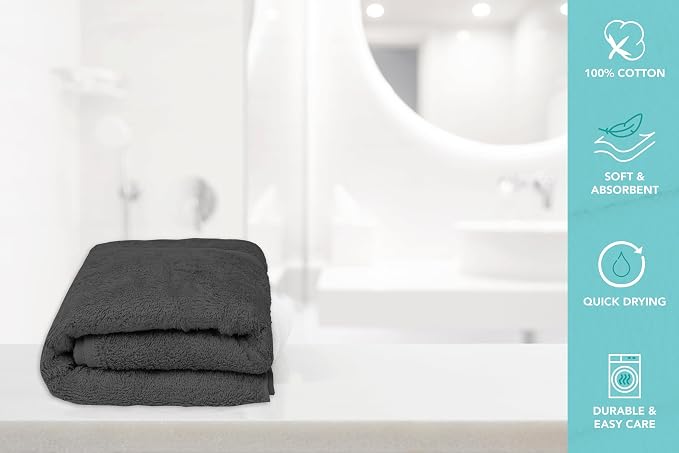 Large Bath Towels Bulk Set of 12 – 100% Cotton Terry – 24" x 50" – Quick Dry - Image 6