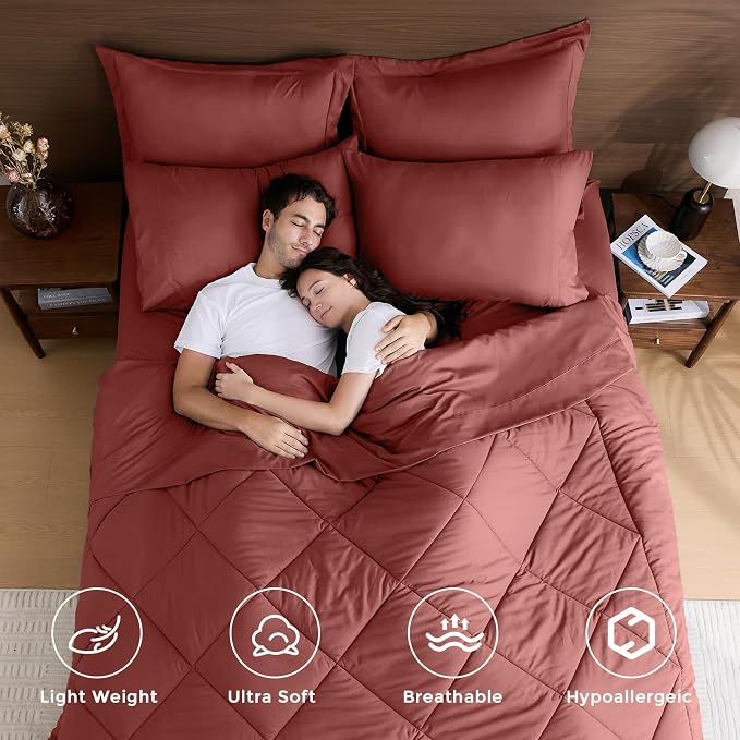 HEVUMYI Terracotta Queen Comforter Set - Image 2