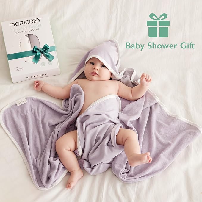 Momcozy Hooded Baby Towel, 2 Pack and Cotton Bath Towel - Image 4