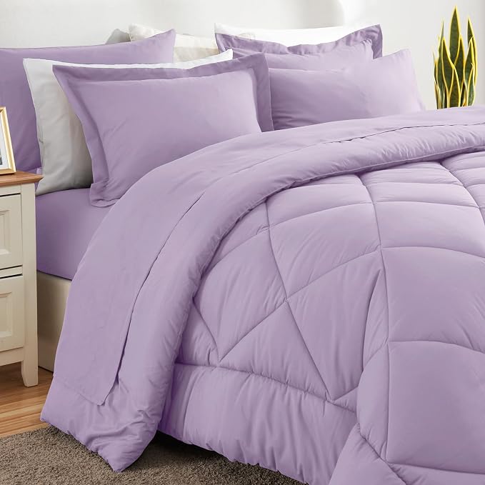 CozyLux King Size Comforter Set Light Purple - Image 8