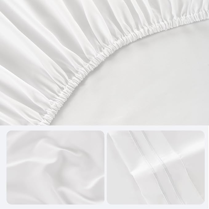 ROSE&RISY White Full Sheet Set, 4 Pieces Soft Bedding Sheet Set, Breathable and - Image 7