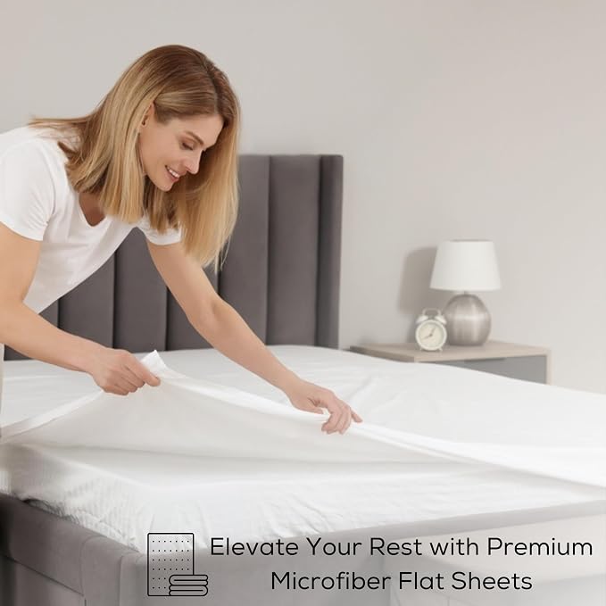 GOLD TEXTILES Twin Flat Sheet 6 Pack – Brushed Microfiber Top Sheets - Image 2