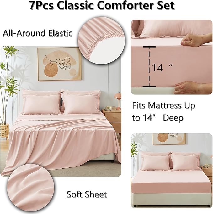 CozyLux Queen Comforter Set Blush Pink - Image 5