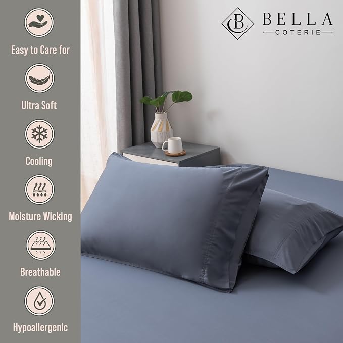BELLA COTERIE | Luxury Bamboo Viscose Standard Size Pillowcase Set | 100% - Image 2