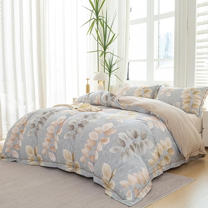 OAITE Duvet Cover Set King Size Floral Pattern 500 Thread Count Ultra Soft 100% - Image 2